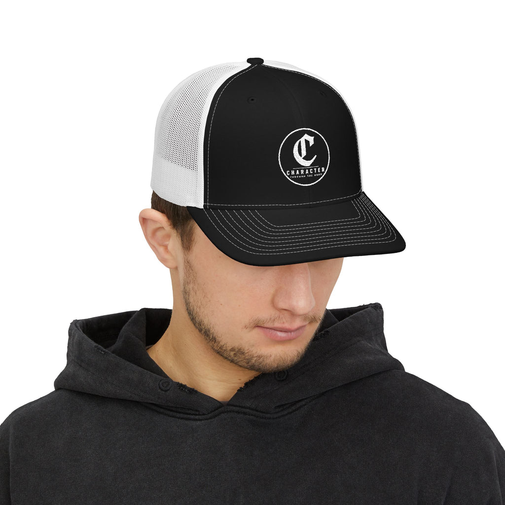 Character 'C' Trucker Cap — Vintage Gothic Logo Snapback Hat