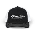 Character Script Trucker Cap — 'Character Through the Woods' Embroidered Mesh Snapback