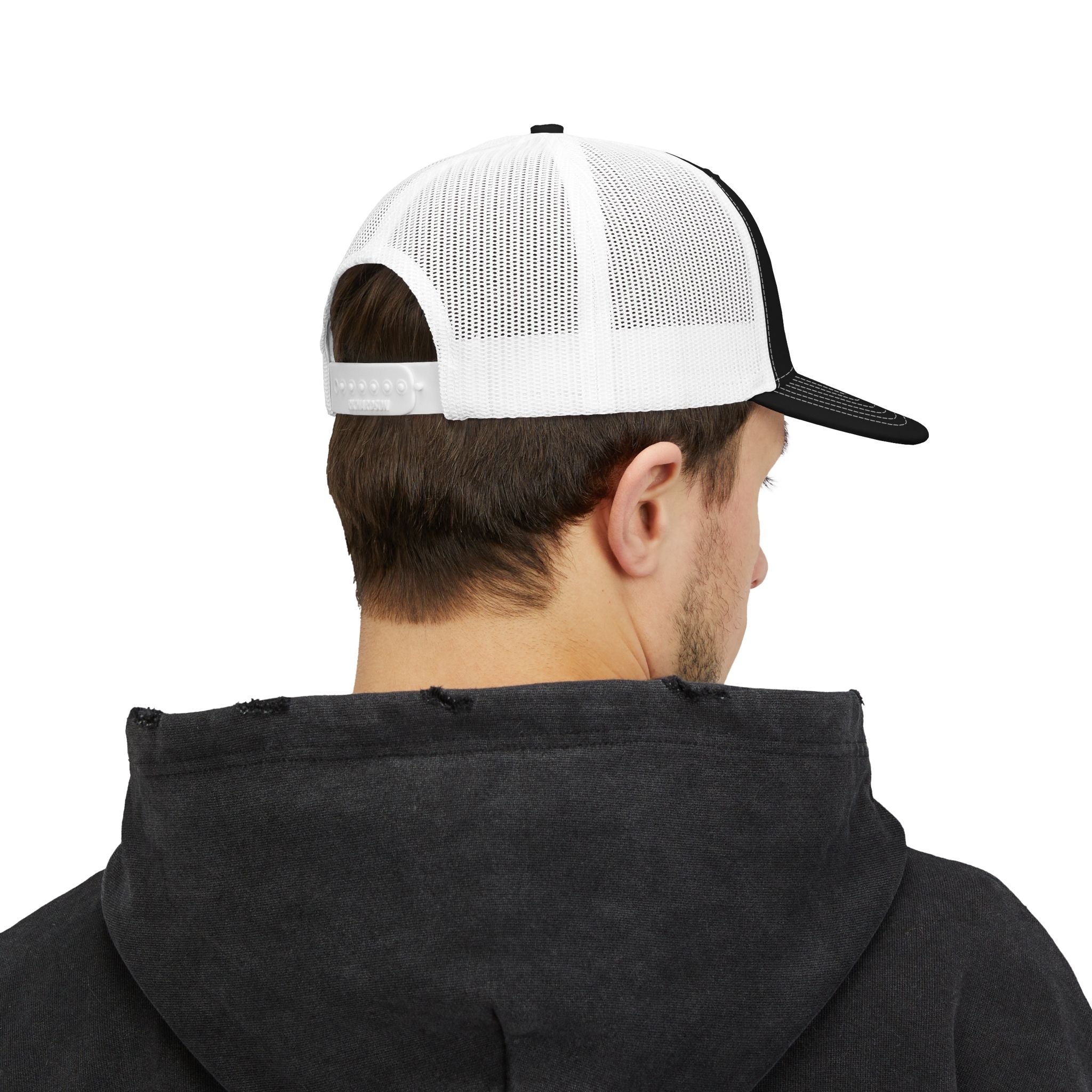 Character Script Trucker Cap — 'Character Through the Woods' Embroidered Mesh Snapback