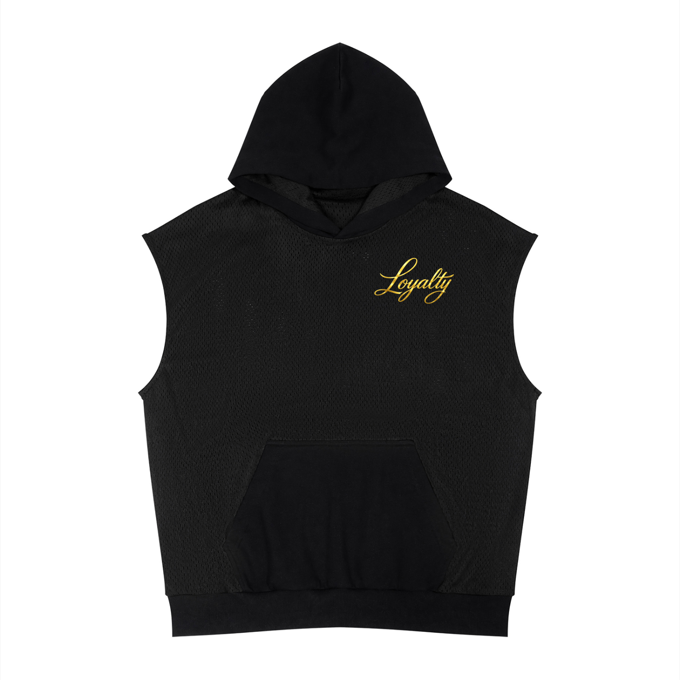 Unisex Panel Mesh Sleeveless Hoodie