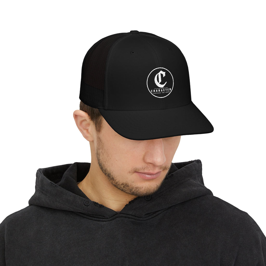 Character 'C' Trucker Cap — Vintage Gothic Logo Snapback Hat